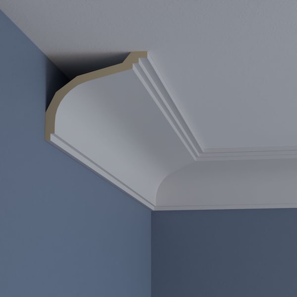 Ekena Millwork 3 3/4"H x 4 1/8"P x 5 5/8"F x 94 1/2"L Dylan Traditional Smooth Crown Moulding - MLD03X04X05DY