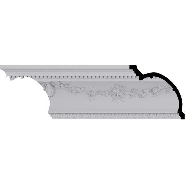 Ekena Millwork 6 3/4"H x 6 7/8"P x 9 5/8"F x 94 1/2"L, (19 1/4" Repeat), Floral Swag Crown Moulding - MLD06X06X09FL