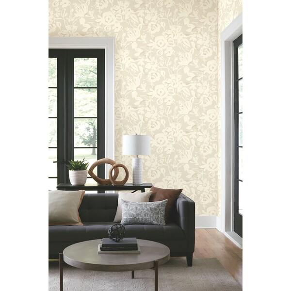 York Wallcoverings Brushstroke Floral Taupe Wallpaper - BL1735
