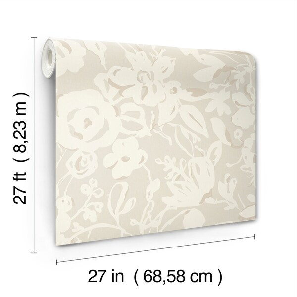 York Wallcoverings Brushstroke Floral Taupe Wallpaper - BL1735