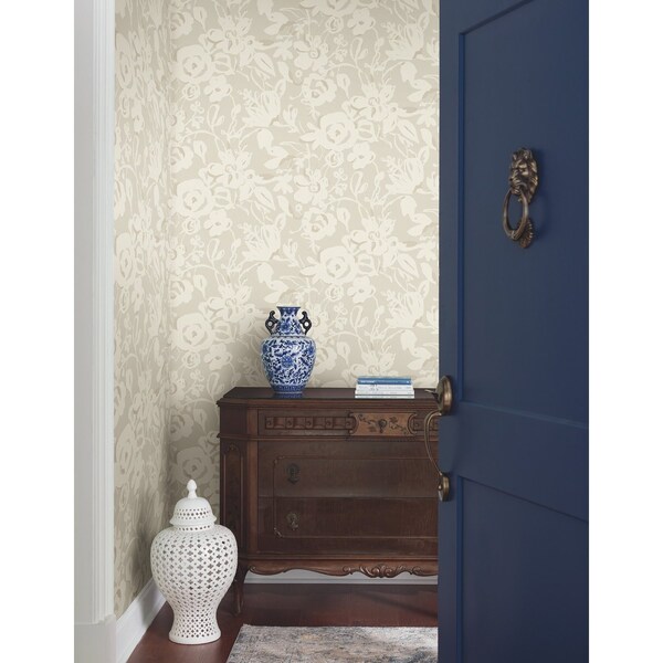 York Wallcoverings Brushstroke Floral Taupe Wallpaper - BL1735