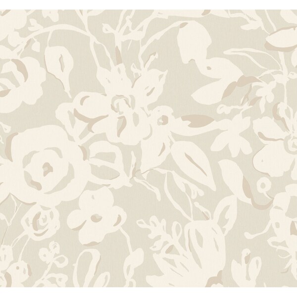 York Wallcoverings Brushstroke Floral Taupe Wallpaper - BL1735