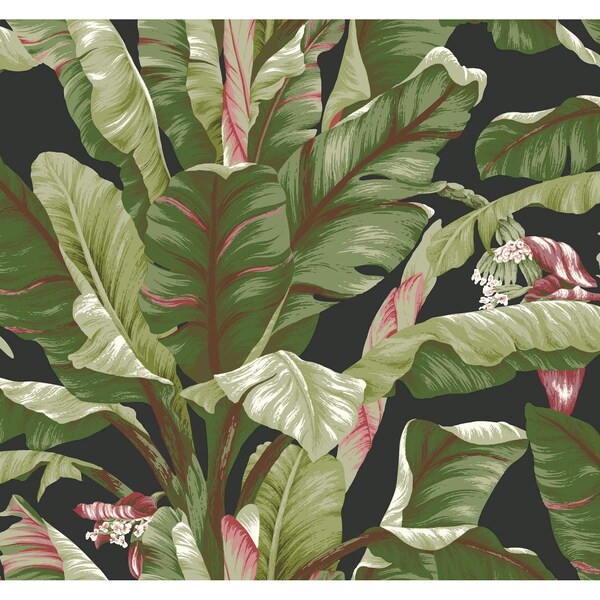 York Wallcoverings Banana Leaf Black and Red Wallpaper - AT7071