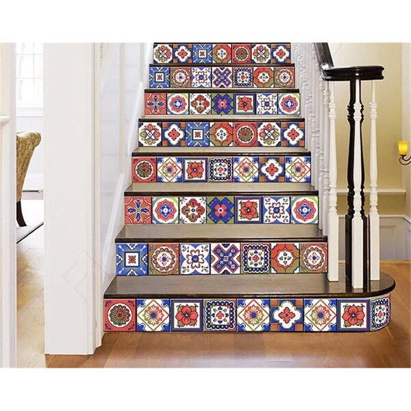 Gfancy Fixtures 6 x 6 in. Mediterra Red Terra Cotta Mosaic Peel & Stick Removable Tiles - GF2476082
