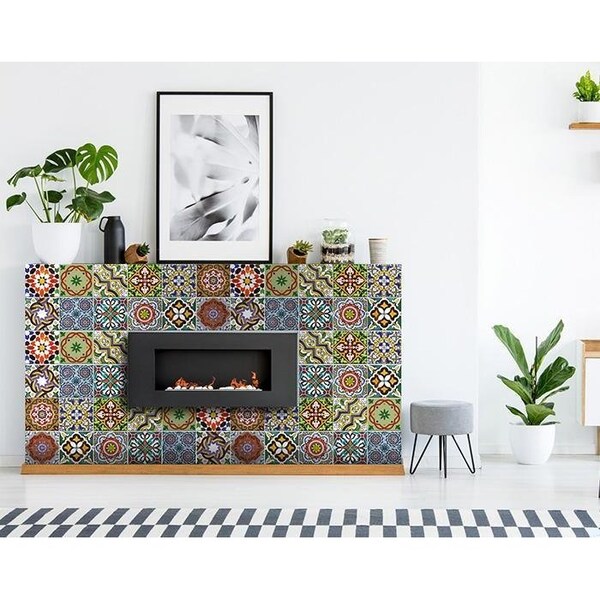 Homeroots 8 x 8 in. Mediterranean Mash Red Mosaic Peel & Stick Tiles - 399854