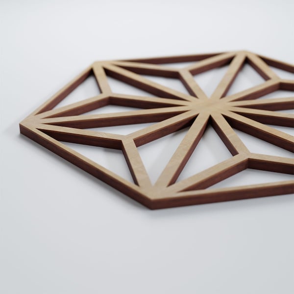 Ekena Millwork Small Hampton Decorative Fretwork Wood Wall Panels, Hickory, 11 3/8"W x 13 1/8"H x 3/8"T - WALW12X12X0375HMPHI