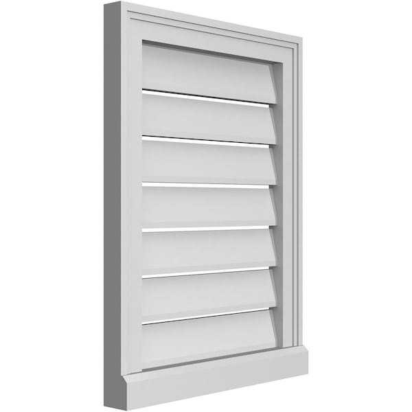 Ekena Millwork Vertical Surface Mount PVC Gable Vent: Functional, w/ 2"W x 2"P Brickmould Sill Frame, 18"W x 24"H - GVPVE18X2403SF