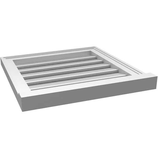 Ekena Millwork Vertical Surface Mount PVC Gable Vent: Functional, w/ 2"W x 2"P Brickmould Sill Frame, 20"W x 20"H - GVPVE20X2003SF