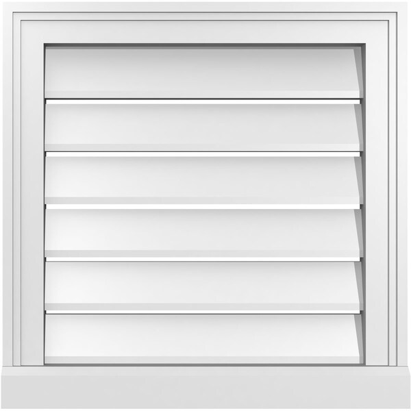Ekena Millwork Vertical Surface Mount PVC Gable Vent: Functional, w/ 2"W x 2"P Brickmould Sill Frame, 20"W x 20"H - GVPVE20X2003SF