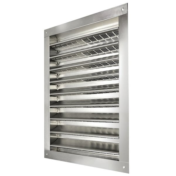 Master Flow Dual Louver, 20-1/2 in L, 14-1/2 in W, Aluminum, Silver, Mill - DA1218
