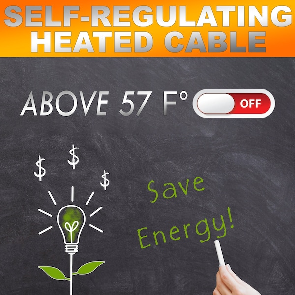 Dr Infrared Heater Heating Cables for Pipe and Roof De-Icing, Self-Regulating with Thermostat 120V/1200W/100 ft. - DR-9RC1100