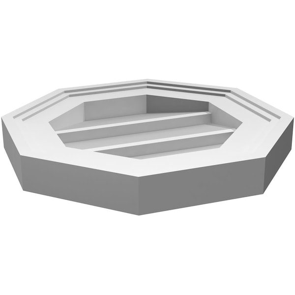 Ekena Millwork Octagonal Surface Mount PVC Gable Vent w/ 2"W x 1-1/2"P Brickmould Frame, 12"W x 12"H - GVPOC12X1202SN