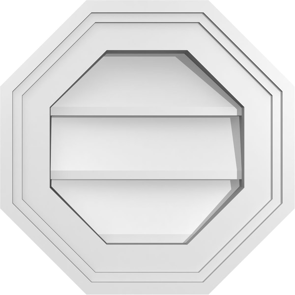 Ekena Millwork Octagonal Surface Mount PVC Gable Vent w/ 2"W x 1-1/2"P Brickmould Frame, 12"W x 12"H - GVPOC12X1202SN
