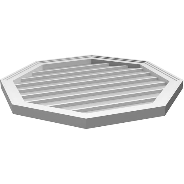Ekena Millwork Octagonal Surface Mount PVC Gable Vent w/ 2"W x 1-1/2"P Brickmould Frame, 28"W x 28"H - GVPOC28X2802SN