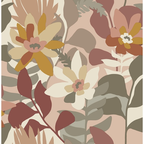 Manhattan Comfort Preston Koko Rose Floral 33 ft L X 205 in W Wallpaper - BR4014-26455