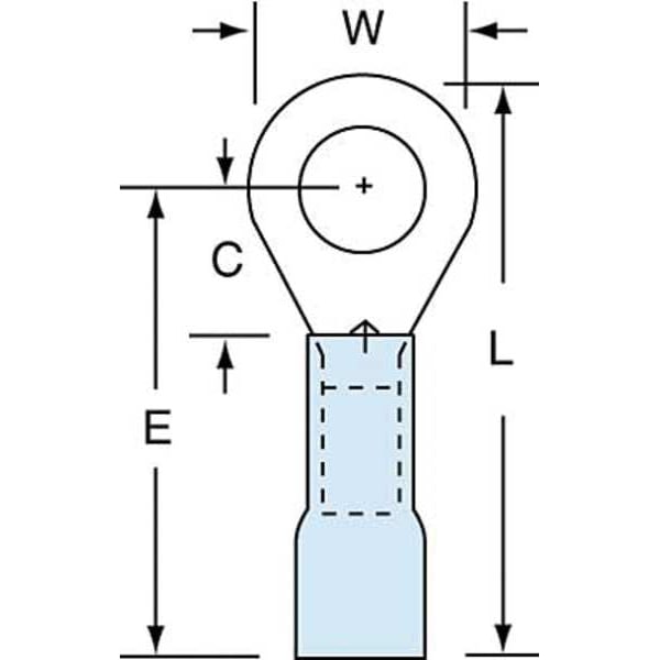 Terminal de anillo termocontraíble 16-14 AWG para estud de 1/4", paquete de 250 piezas - MH14-14R/SK