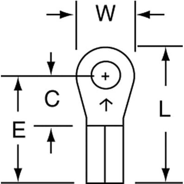 Terminal de anillo no aislado de calibre 16-14 AWG para #4 Stud, PK1000 - MU14-4R/SK