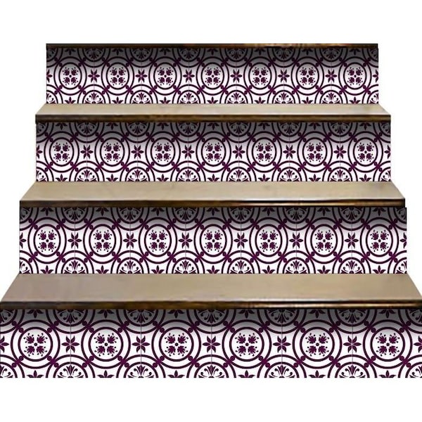 Homeroots 8 x 8 in. Merlot Lisa Violet Removable Peel & Stick Tiles - 400394