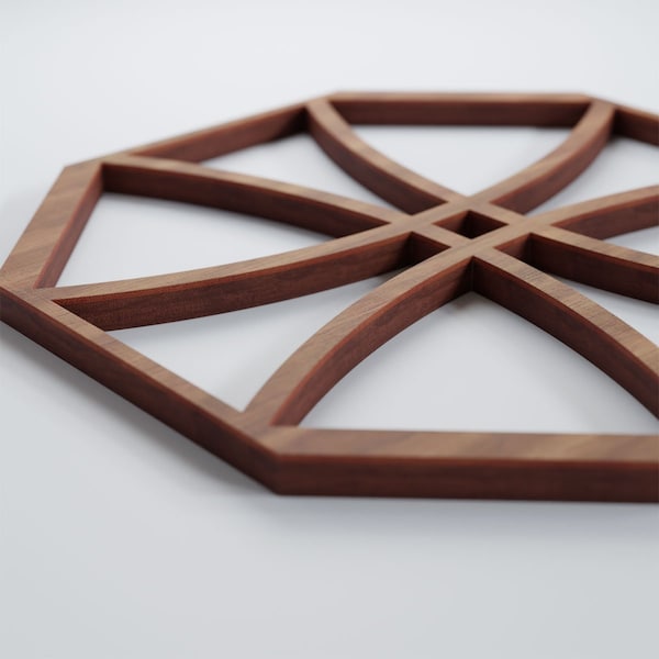 Ekena Millwork Extra Small Haswell Decorative Fretwork Wood Wall Panels, Walnut, 7 3/8"W x 7 3/8"H x 3/8"T - WALW08X08X0375HWLWA