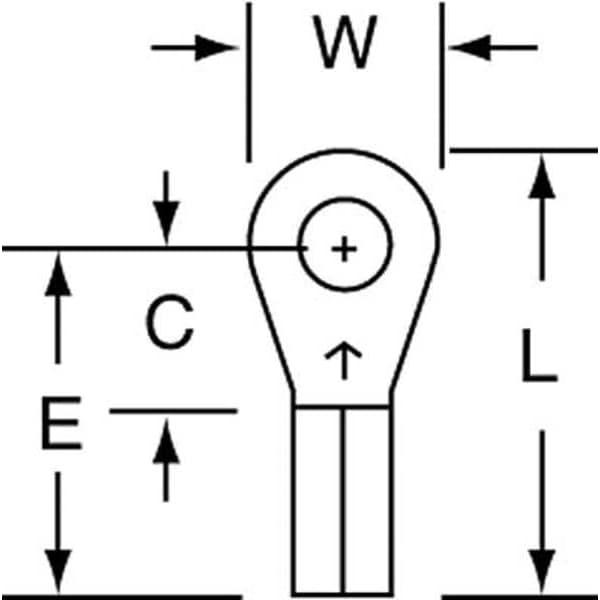 Terminal de anillo no aislado de 22-18 AWG para tornillo #4, paquete de 1000 unidades - MU18-4R/SK