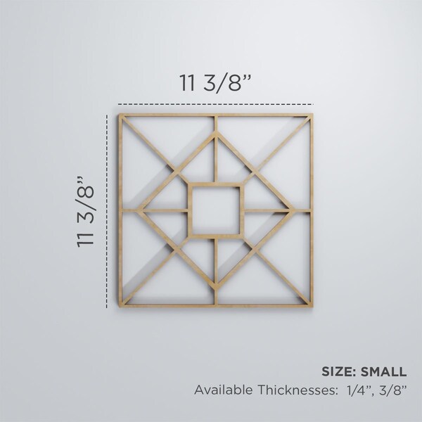 Ekena Millwork Small Jamestown Decorative Fretwork Wood Wall Panels, Alder, 11 3/8"W x 11 3/8"H x 3/8"T - WALW12X12X0375JTNAL