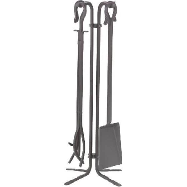 Dagan Wrought Iron Fireplace Tool Set, Natural Iron - 5 Piece - 5830NI