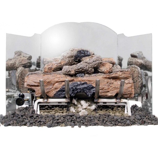 Cunningham Gas Products Real Fyre  24 in. Traditional Fireback - Polished Stainless Steel - FBSP24