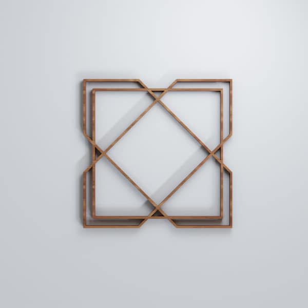 Ekena Millwork Extra Small Kiowa Decorative Fretwork Wood Wall Panels, Walnut, 7 3/8"W x 7 3/8"H x 3/8"T - WALW08X08X0375KWAWA