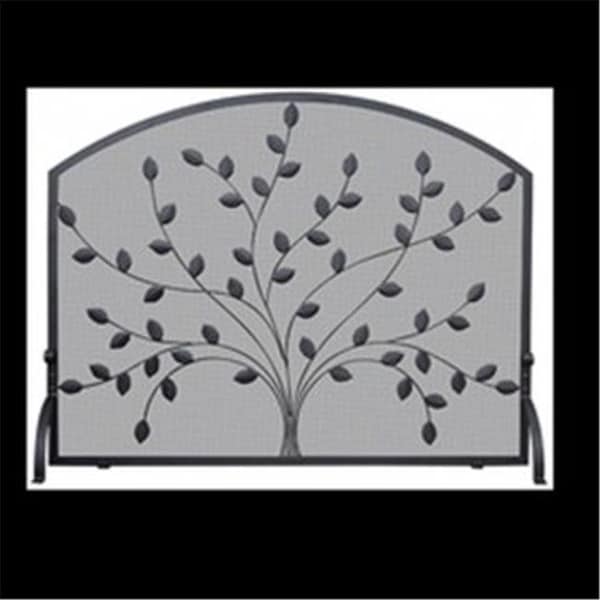 Uniflame Uniflame S-1073 SINGLE PANEL BLACK WROUGHT IRON SCREEN WITH LEAVES - S-1073