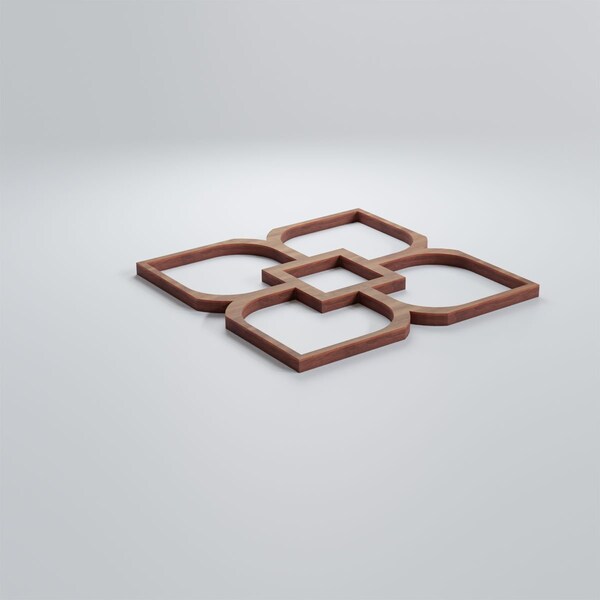 Ekena Millwork Extra Small Olivia Decorative Fretwork Wood Wall Panels, Walnut, 7 3/8"W x 7 3/8"H x 3/8"T - WALW08X08X0375OLVWA