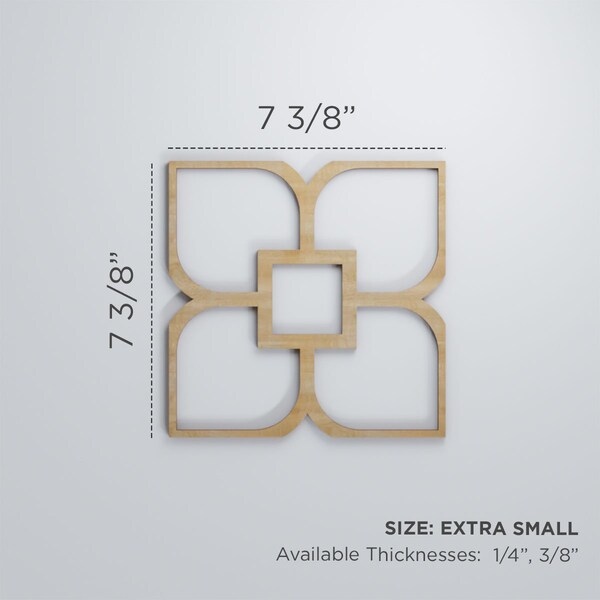 Ekena Millwork Extra Small Olivia Decorative Fretwork Wood Wall Panels, Walnut, 7 3/8"W x 7 3/8"H x 3/8"T - WALW08X08X0375OLVWA