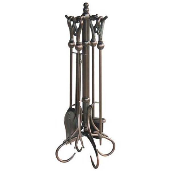 Uniflame Uniflame F-1614 5 Pc Bronze Fireset With Crook Handles - F-1614