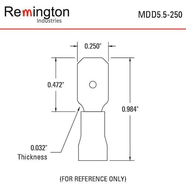 Terminales rápidas de conexión de Remington Industries, macho, aislamiento de PVC, cable de calibre 10-12 AWG, color amarillo, 10 piezas - MDD5.5-250-10.