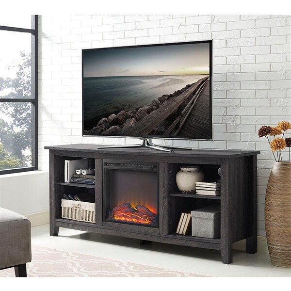 Walker Edison Furniture Walker Edison Furniture  58 in. Charcoal Wood Fireplace TV Stand - W58FP18CL