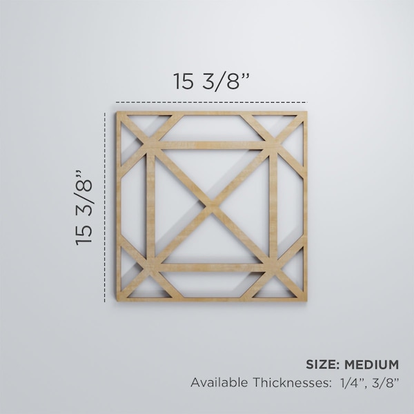 Ekena Millwork Medium Buxton Decorative Fretwork Wood Wall Panels, Walnut, 15 3/8"W x 15 3/8"H x 3/8"T - WALW16X16X0375BUXWA