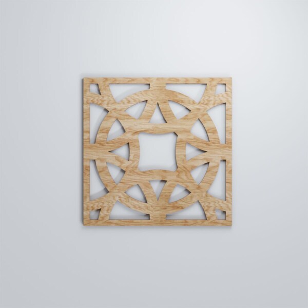 Ekena Millwork Medium Brownsville Decorative Fretwork Wood Wall Panels, Red Oak, 15 3/8"W x 15 3/8"H x 3/8"T - WALW16X16X0375BNERO