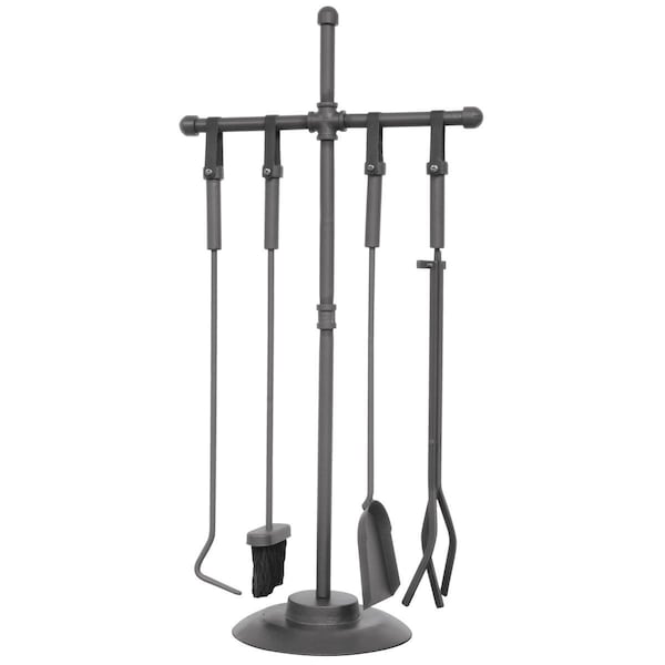 Mr. Bar-B-Q Industrial Style Fireset with Leather Strap Handles - 5 Piece - F-1775