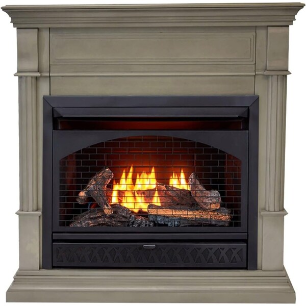 Procom Heating Dual Fuel Vent Free Gas Fireplace System, 26,000 BTU, T-Stat Control, Slate Gray Finish - FBNSD28T-2GR