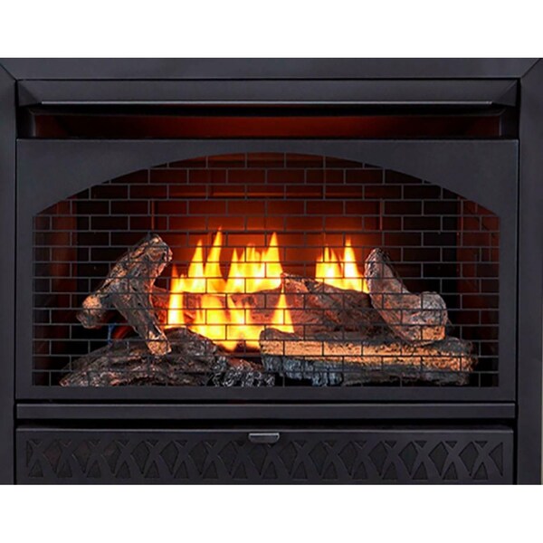 Procom Heating Dual Fuel Vent Free Gas Fireplace System, 26,000 BTU, T-Stat Control, Slate Gray Finish - FBNSD28T-2GR