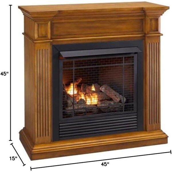 Duluth Forge Dual Fuel Ventless Gas Fireplace W/ Jefferson Series Mantel, 32,000 BTU, Medium Maple Finish - FDI32R-J-MM