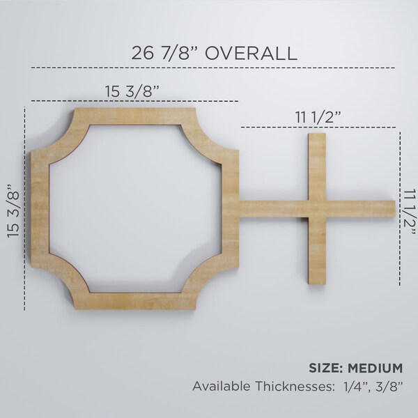 Ekena Millwork Medium Bradley Decorative Fretwork Wood Wall Panels, Hickory, 26 7/8"W x 15 3/8"H x 3/8"T - WALW16X16X0375BRDHI