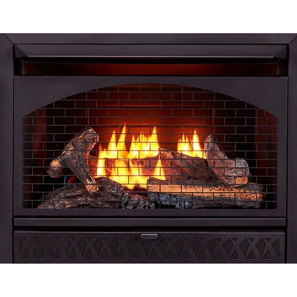 Procom Heating Dual Fuel Vent Free Gas Fireplace System, 26,000 BTU, T-Stat Control, Auburn Cherry Finish - FBNSD28T-2AC