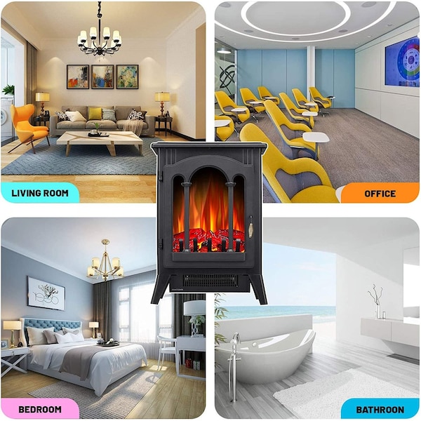 Edendirect 16.54'' 5100-BTU Black Metal Infrared Quartz Electric Stove - 5220