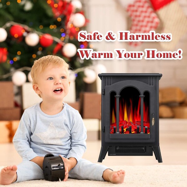 Edendirect 16.54'' 5100-BTU Black Metal Infrared Quartz Electric Stove - 5220