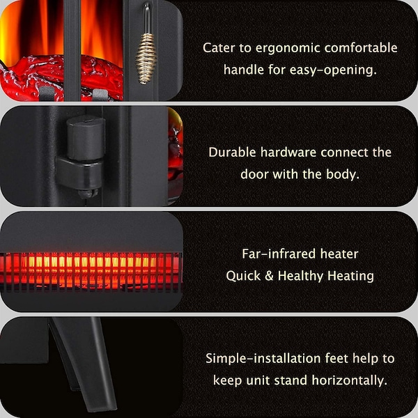 Edendirect 16.54'' 5100-BTU Black Metal Infrared Quartz Electric Stove - 5220