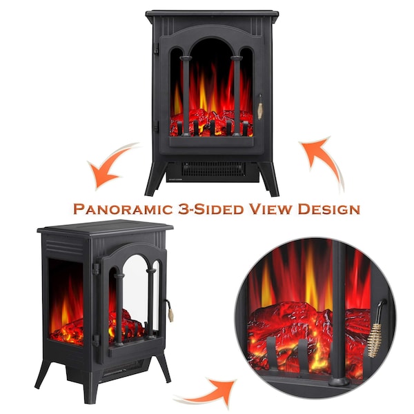Edendirect 16.54'' 5100-BTU Black Metal Infrared Quartz Electric Stove - 5220