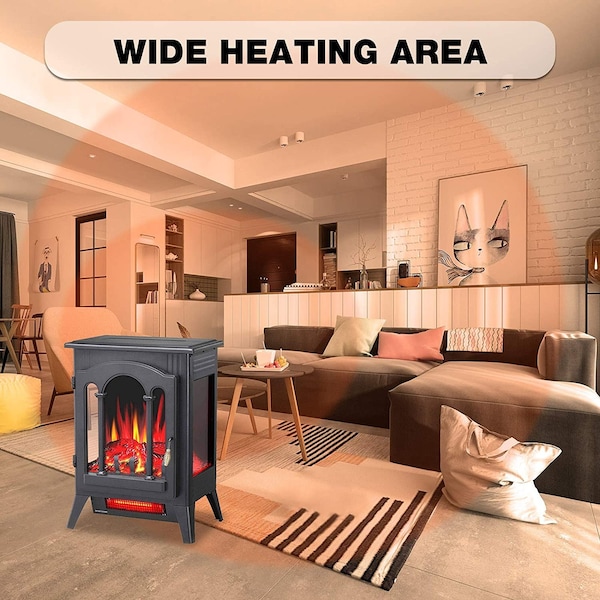 Edendirect 16.54'' 5100-BTU Black Metal Infrared Quartz Electric Stove - 5220
