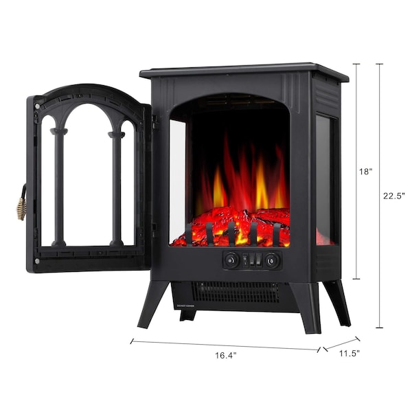 Edendirect 16.54'' 5100-BTU Black Metal Infrared Quartz Electric Stove - 5220