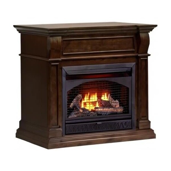 Procom Heating Dual Fuel Ventless Gas Fireplace, 26,000 BTU, T-Stat Control, Walnut Finish - FBNSD28T-J-W
