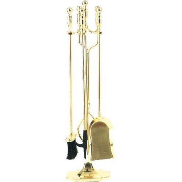Dagan Dagan 2532 Fireplace Tool Set - Rail on Base; Polished Brass - 5 Piece - 2532